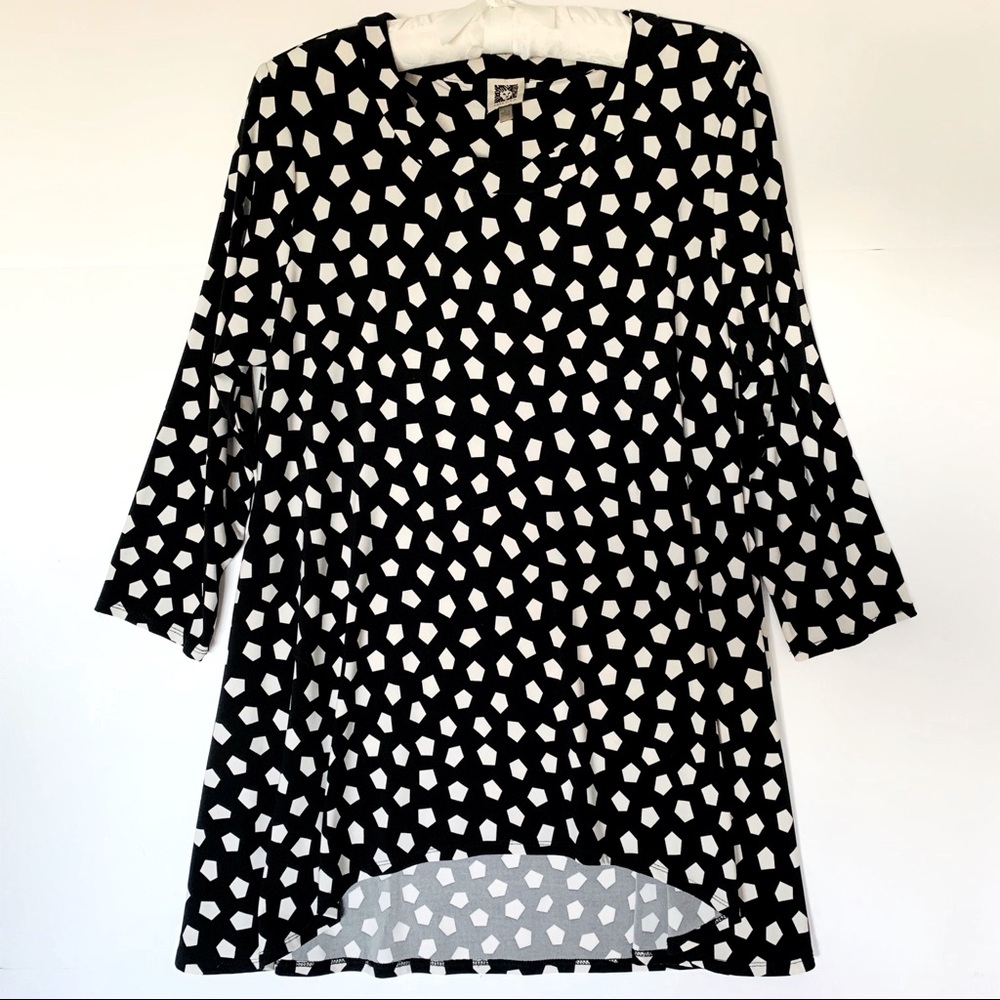 Anne Klein 3/4 sleeve geometric print scoopneck